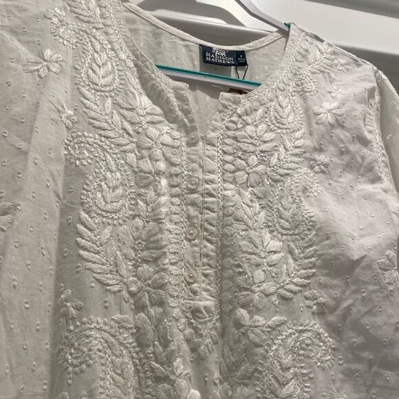 NWT Madison Mathews Hand Embroidered Kaftan - Picture 3 of 5